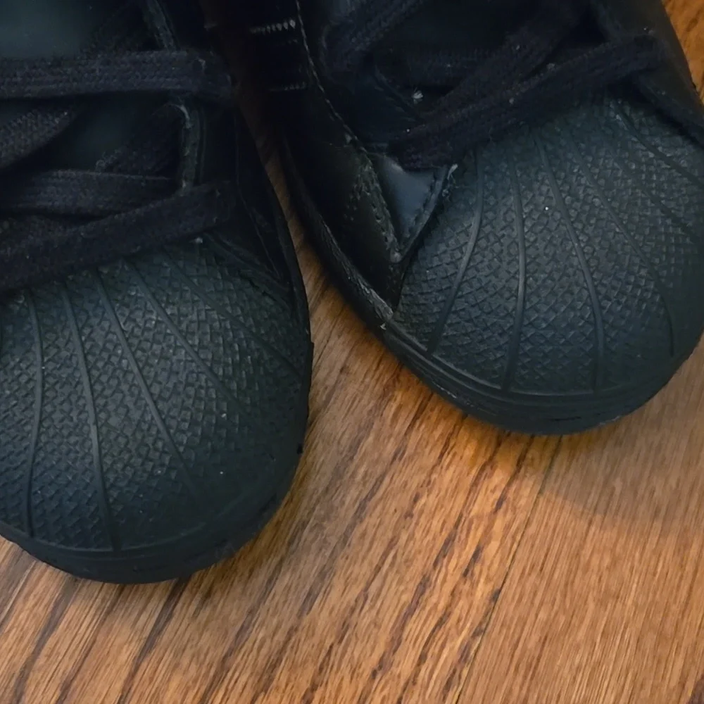 Adidas Black on Black Superstar Big Kids 5.5 (Women's 7.5) Sneakers